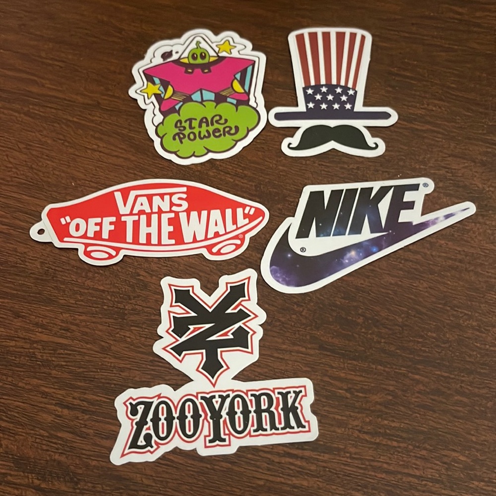 Sticker Bundle (5) lot Star Power, VANS, USA, NIKE, ZooYork